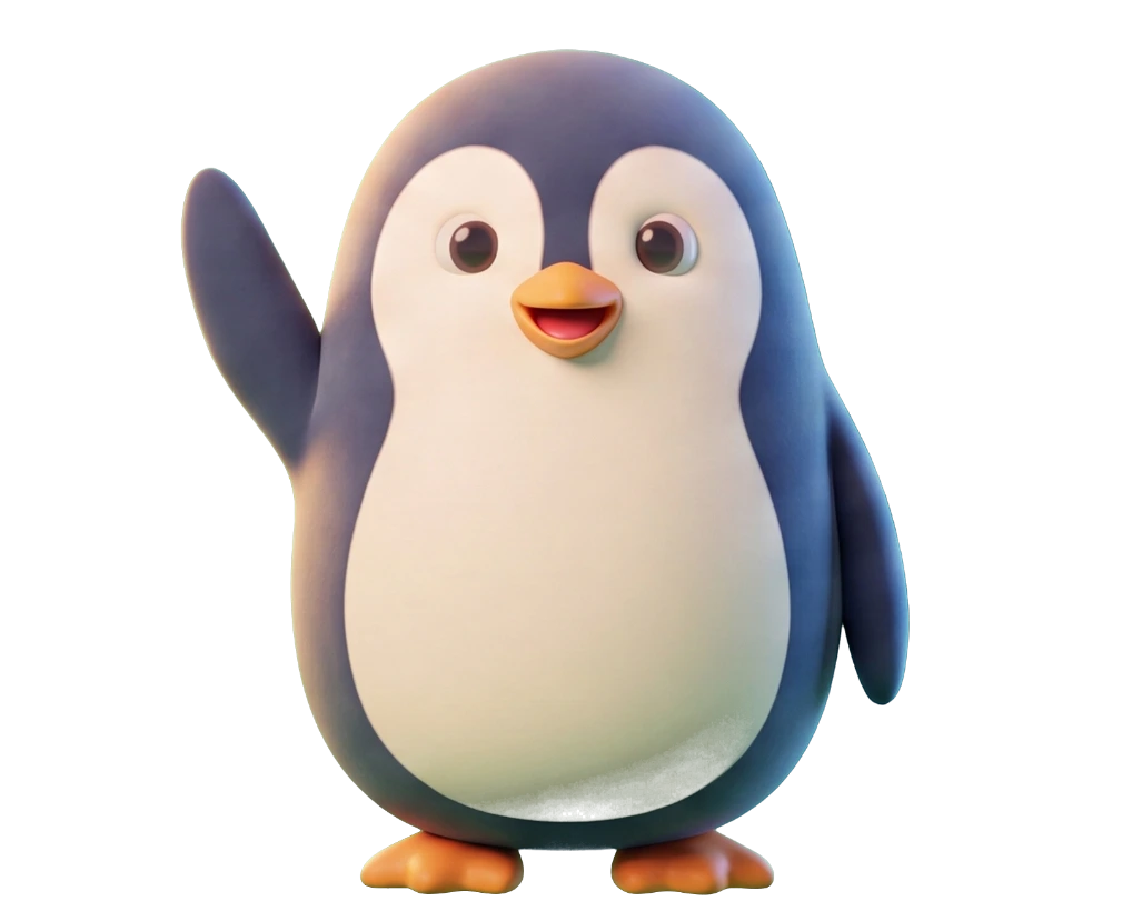 Der Pinguin winkt